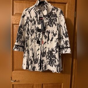 Joseph Ribhoff 3/4 sleeve, scrunched collar, swing jacket.